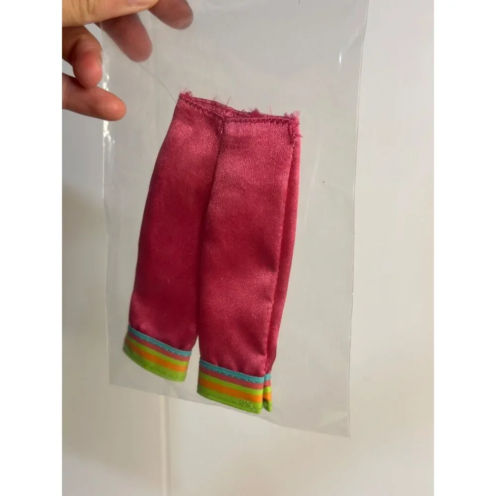 VTG Barbie Doll Pink Satin Capri Pants Wide-Leg Striped Cuffs Fashionista Outfit